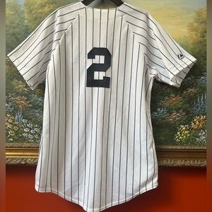 Vintage Majestic New York Yankees Derek Jeter #2 Youth XL Baseball Jersey Shirt